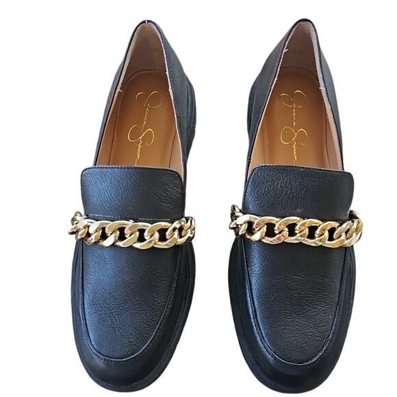 Jessica Simpson Disila Leather Slip-On Loafers Black Size 9 - Picture 4 of 7